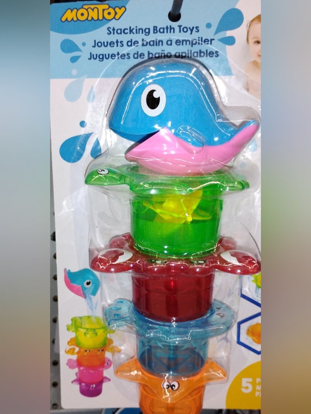 Stacking Ocean Bath Toys - Blue and Pink Whale
